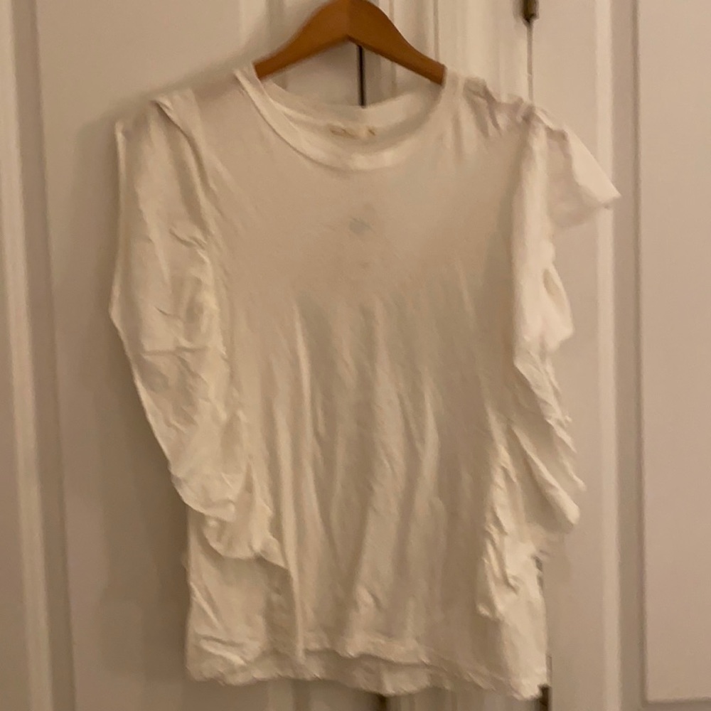 Brand New White Tee w Ruffle